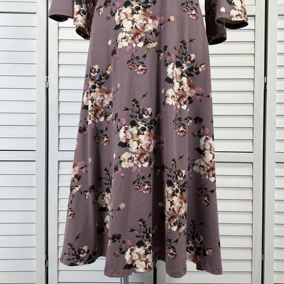 New Stevie Hender Mauve Floral Faux Wrap Dress Soft 3/4 Sleeve Boho Size L - Picture 4 of 9